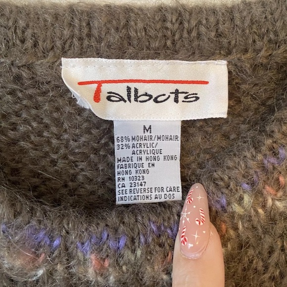 Talbots VTG Hand Knit Mohair Wool Ugly Sweater Snowflakes Winter Christmas - Picture 6 of 7